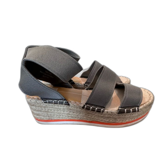 Dolce Vita Lury Espadrille Wedge Sandal Size 7.5M Grey Elastic Open Toe - Picture 2 of 9